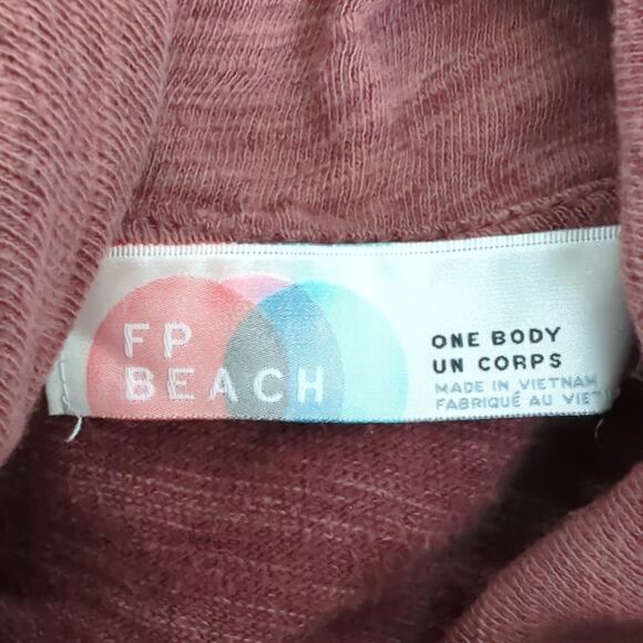 Free People Beach Women's Long Sleeve Cowl Neck Cotton Rust Sweater Size S/M - Picture 5 of 9